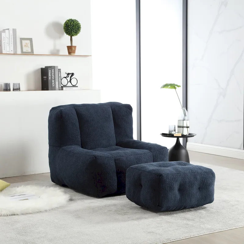 Moderna poltrona reclinabile per adulti con memory foam ad alta densità e 1 poggiapiedi per camera da letto e sala lettura