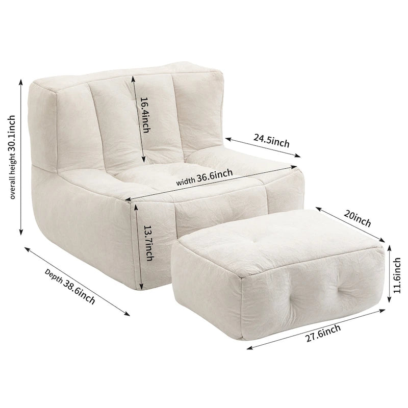 Moderna poltrona reclinabile per adulti con memory foam ad alta densità e 1 poggiapiedi per camera da letto e sala lettura
