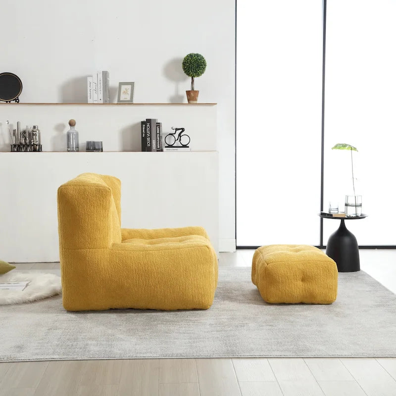 Moderna poltrona reclinabile per adulti con memory foam ad alta densità e 1 poggiapiedi per camera da letto e sala lettura