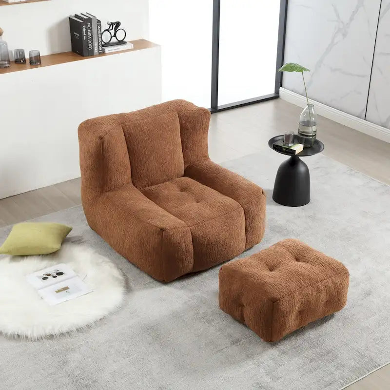 Moderna poltrona reclinabile per adulti con memory foam ad alta densità e 1 poggiapiedi per camera da letto e sala lettura