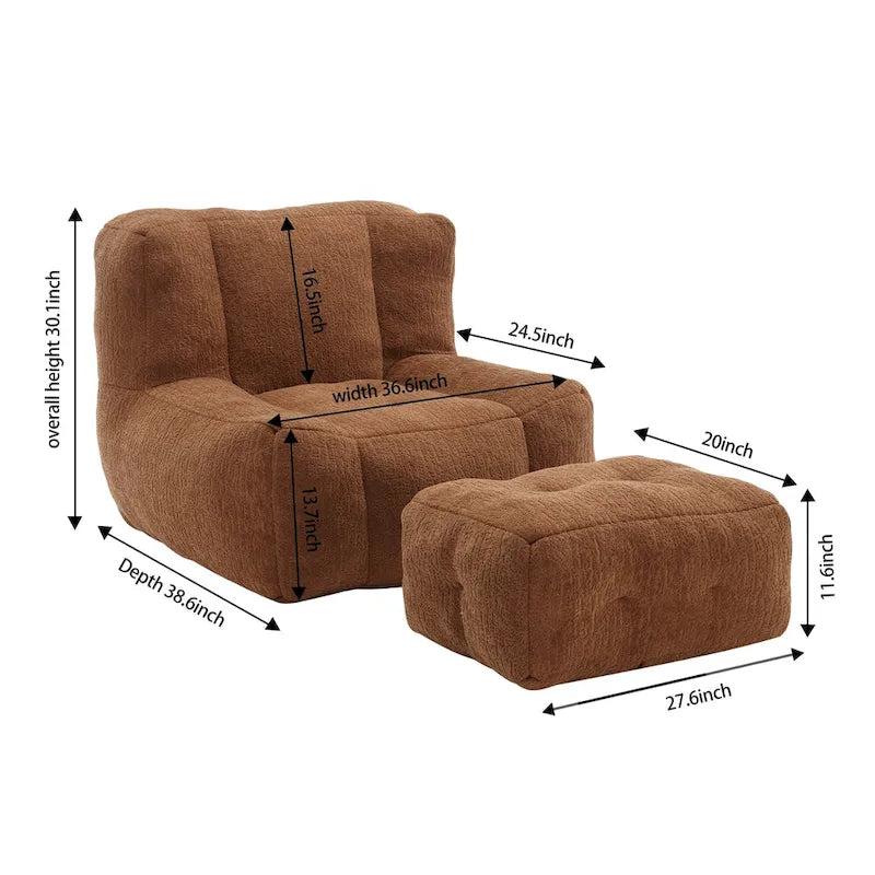 Moderna poltrona reclinabile per adulti con memory foam ad alta densità e 1 poggiapiedi per camera da letto e sala lettura