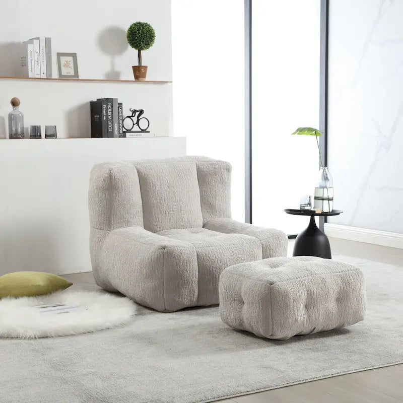 Moderna poltrona reclinabile per adulti con memory foam ad alta densità e 1 poggiapiedi per camera da letto e sala lettura