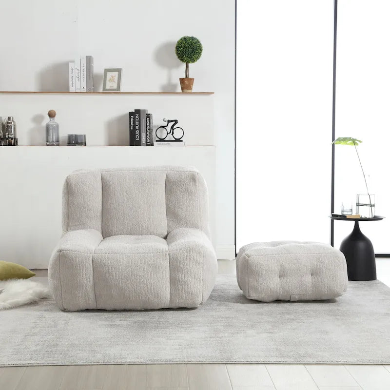Moderna poltrona reclinabile per adulti con memory foam ad alta densità e 1 poggiapiedi per camera da letto e sala lettura