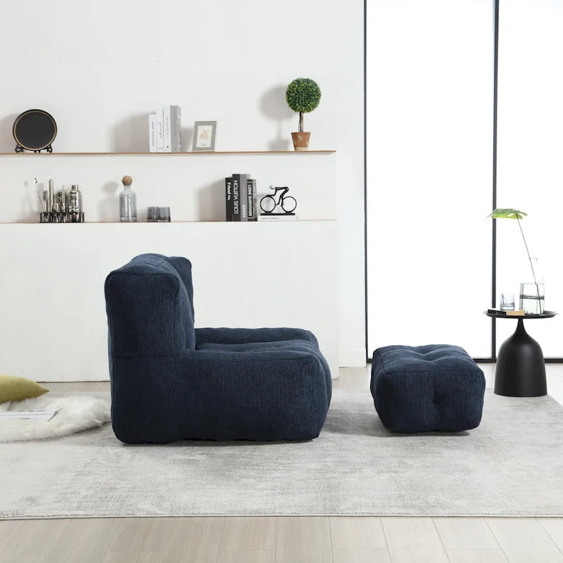 Moderna poltrona reclinabile per adulti con memory foam ad alta densità e 1 poggiapiedi per camera da letto e sala lettura