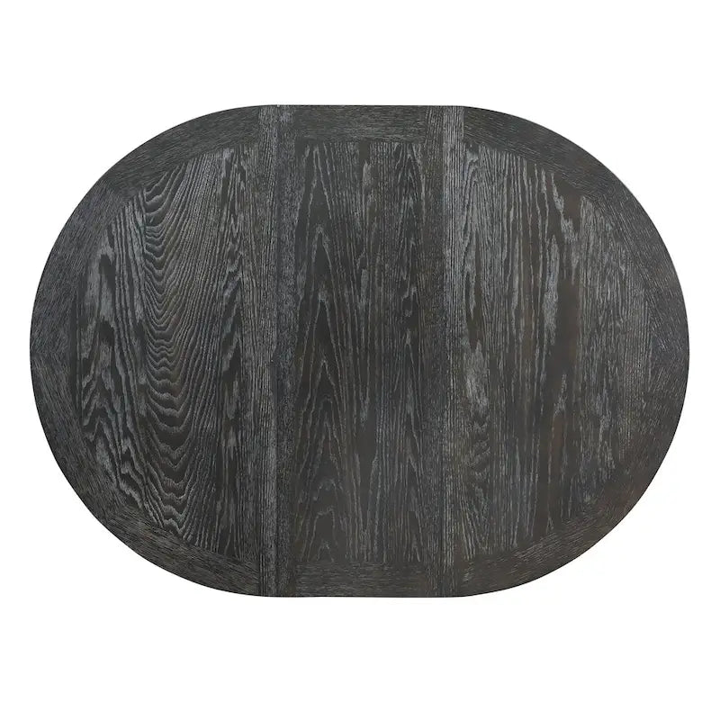 Set da pranzo in legno nero da 5 pezzi con tavolo rotondo allungabile e 4 sedie