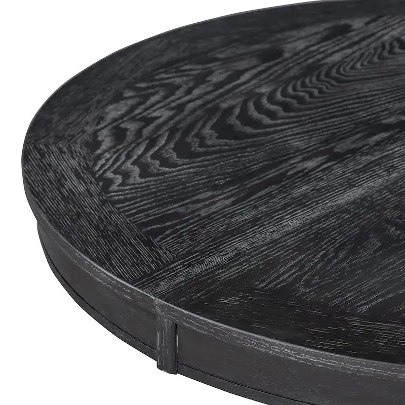 Set da pranzo in legno nero da 5 pezzi con tavolo rotondo allungabile e 4 sedie