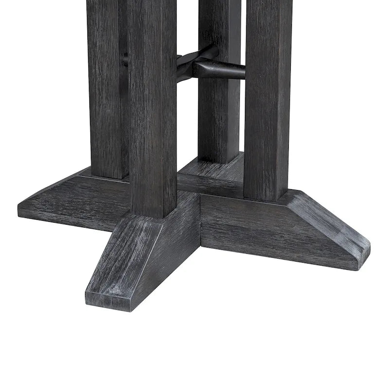 Set da pranzo in legno nero da 5 pezzi con tavolo rotondo allungabile e 4 sedie