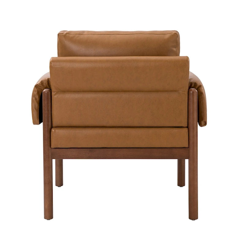 Comoda poltrona da soggiorno lucida con base in legno massello - Set da 2