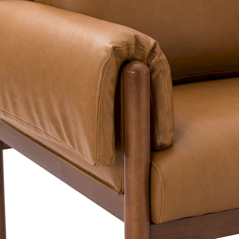Comoda poltrona da soggiorno lucida con base in legno massello - Set da 2