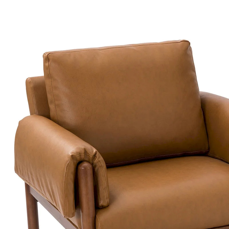 Comoda poltrona da soggiorno lucida con base in legno massello - Set da 2