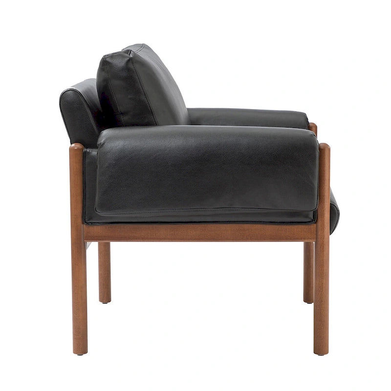 Comoda poltrona da soggiorno lucida con base in legno massello - Set da 2