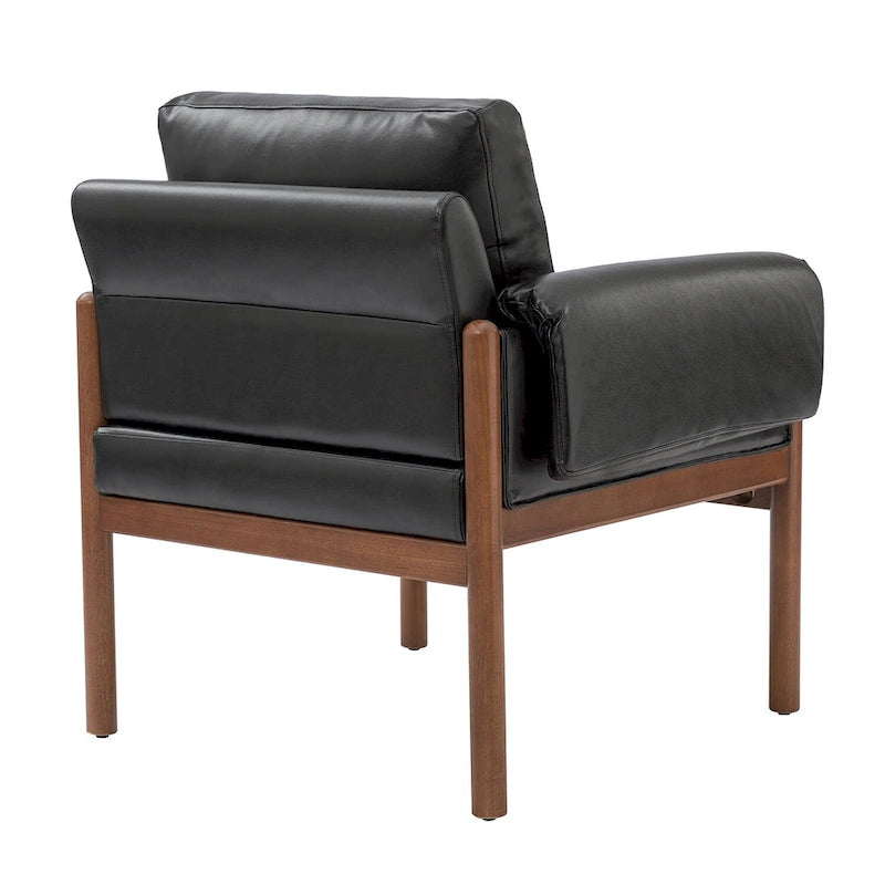 Comoda poltrona da soggiorno lucida con base in legno massello - Set da 2