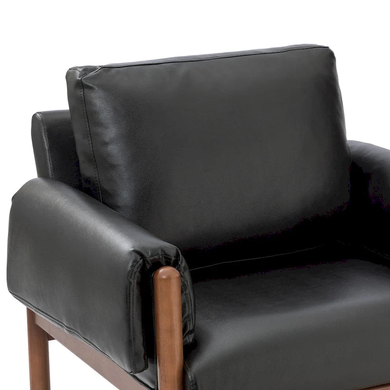 Comoda poltrona da soggiorno lucida con base in legno massello - Set da 2