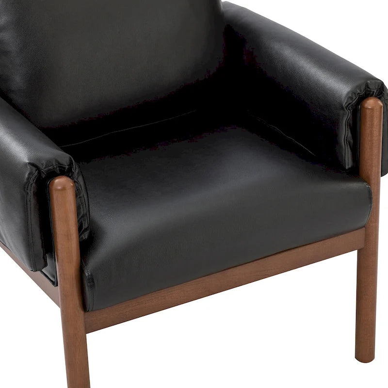 Comoda poltrona da soggiorno lucida con base in legno massello - Set da 2