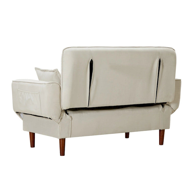 Divano letto multifunzionale con 2 cuscini in tessuto beige