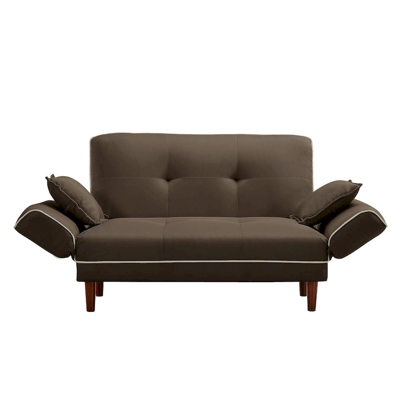 Divano letto multifunzionale con 2 cuscini in tessuto beige