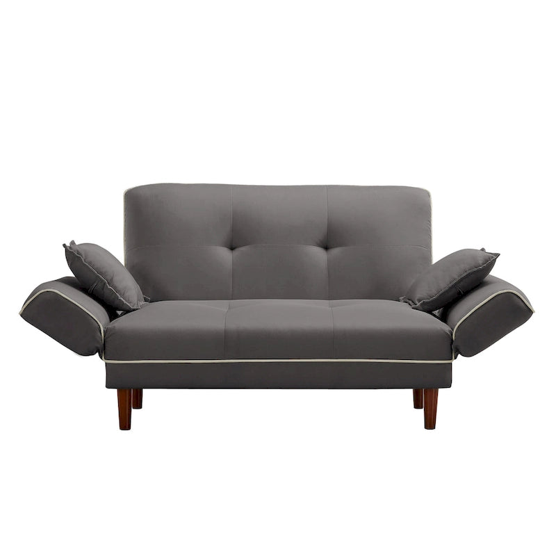 Divano letto multifunzionale con 2 cuscini in tessuto beige