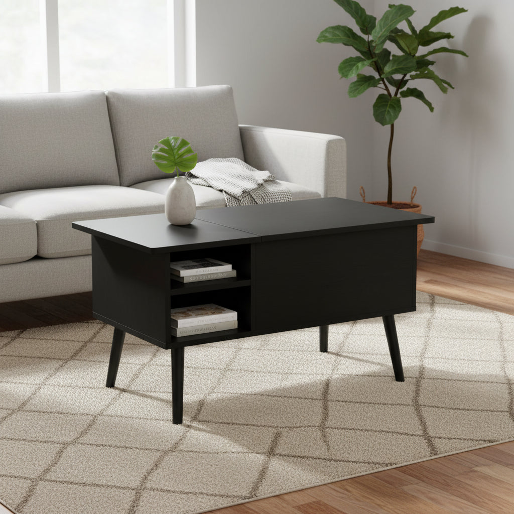 Furinno Jensen Lift Top Coffee Table With Wooden Leg