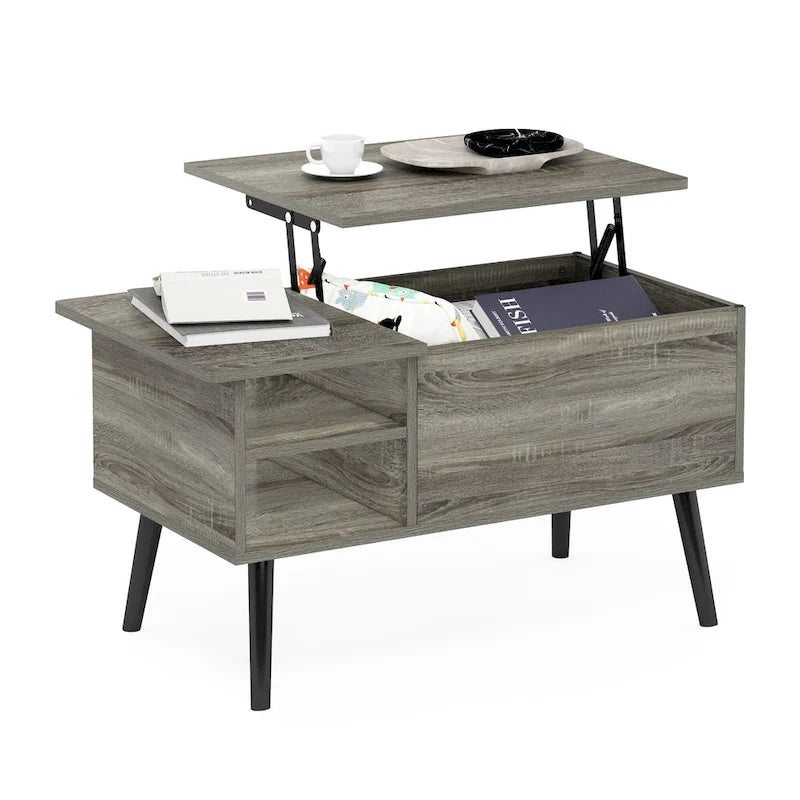 Tavolino ad Altezza Regolabile con Gambe in Legno