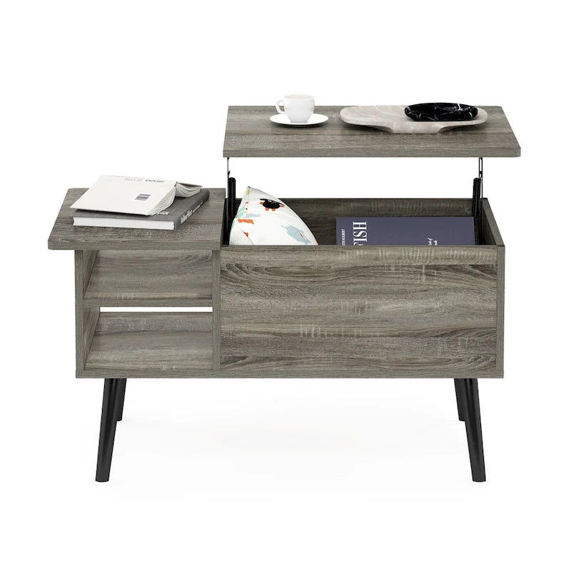 Tavolino ad Altezza Regolabile con Gambe in Legno