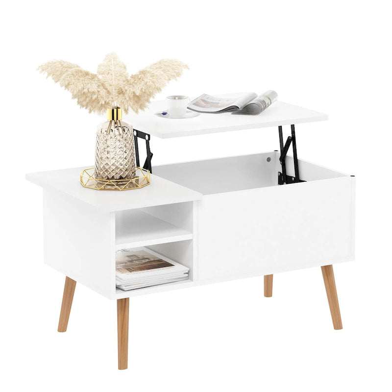 Tavolino ad Altezza Regolabile con Gambe in Legno