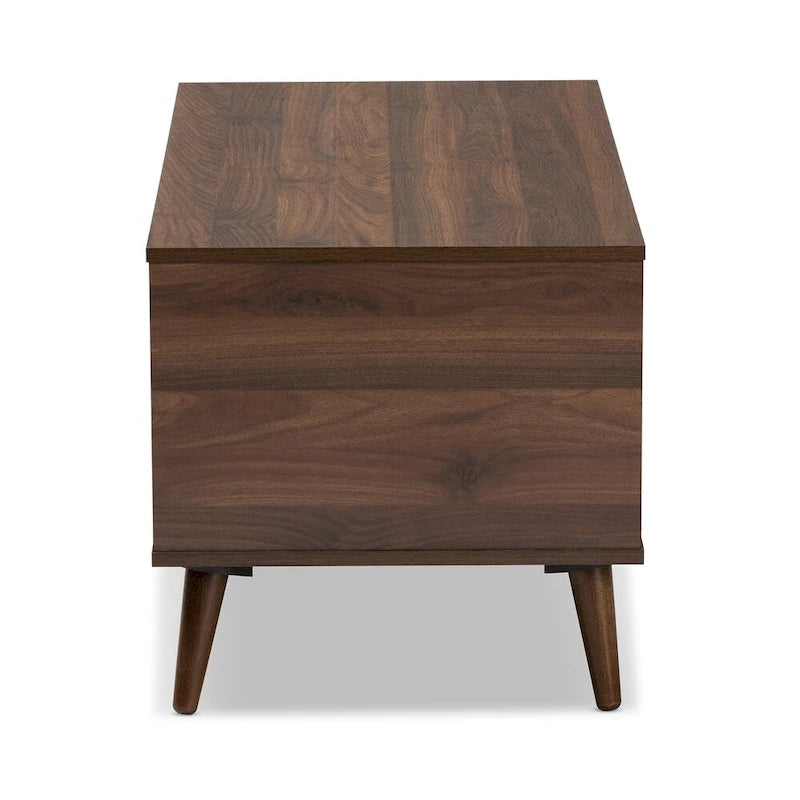 Tavolino da Caffè in Noce con Finitura Mid-Century Modern con 4 Ripiani Aperti