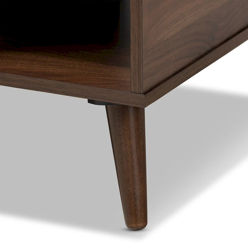 Tavolino da Caffè in Noce con Finitura Mid-Century Modern con 4 Ripiani Aperti