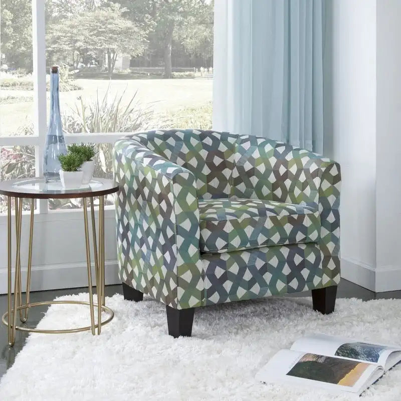 Poltrona a botte imbottita - Verde e Blu "Fairyland"