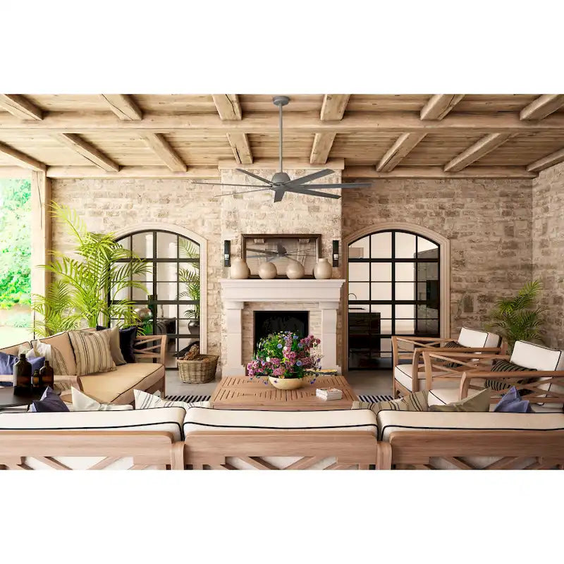 Ventilatore da soffitto da esterno Windmill da 72 pollici con controllo a parete - Adatto per ambienti umidi, stile industriale moderno, ENERGY STAR