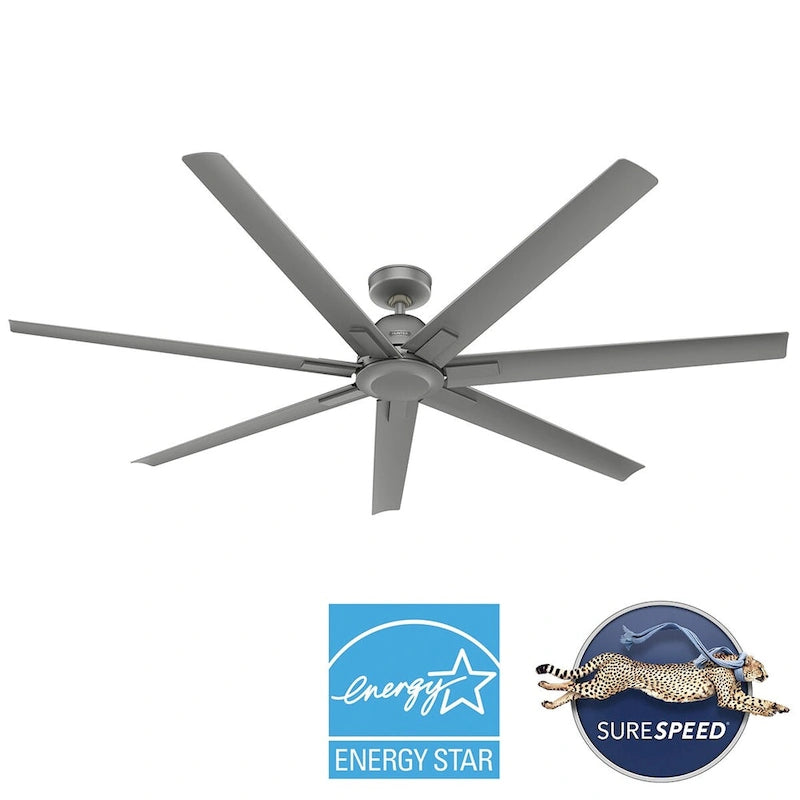 Ventilatore da soffitto da esterno Windmill da 72 pollici con controllo a parete - Adatto per ambienti umidi, stile industriale moderno, ENERGY STAR