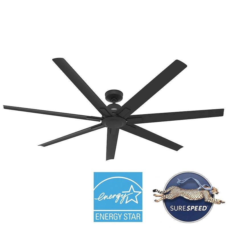 Ventilatore da soffitto da esterno Windmill da 72 pollici con controllo a parete - Adatto per ambienti umidi, stile industriale moderno, ENERGY STAR