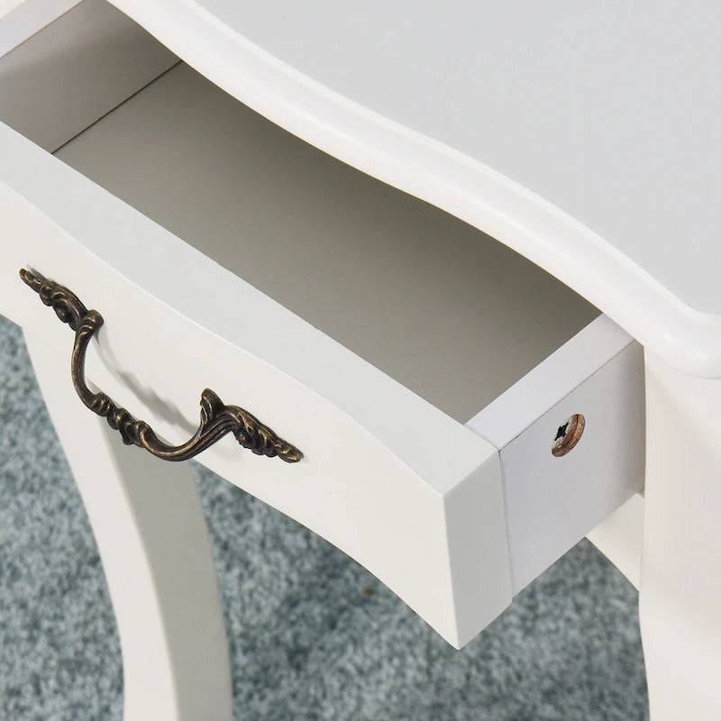 Tavolino da Bagno con Cassetto, a Terra, con 4 Gambe Curve