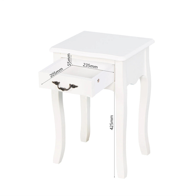 Tavolino da Bagno con Cassetto, a Terra, con 4 Gambe Curve