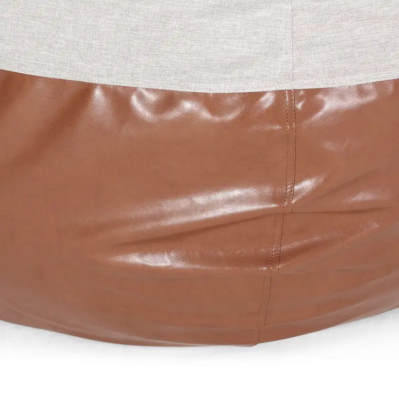 Modern Pouf a sacco in tessuto bicolore e similpelle da 150 cm