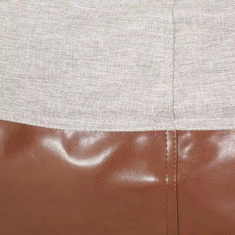 Modern Pouf a sacco in tessuto bicolore e similpelle da 150 cm