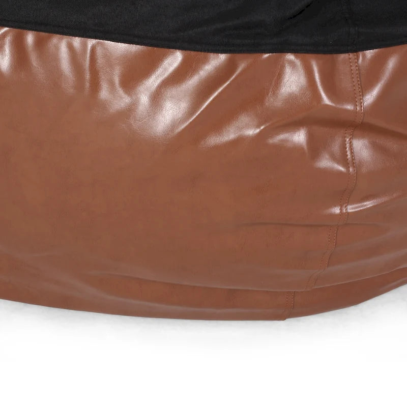 Modern Pouf a sacco in tessuto bicolore e similpelle da 150 cm