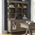 Credenza con Sopralzo Semplicemente Elegante nei Colori Bianco, Marrone e Tortora Melange