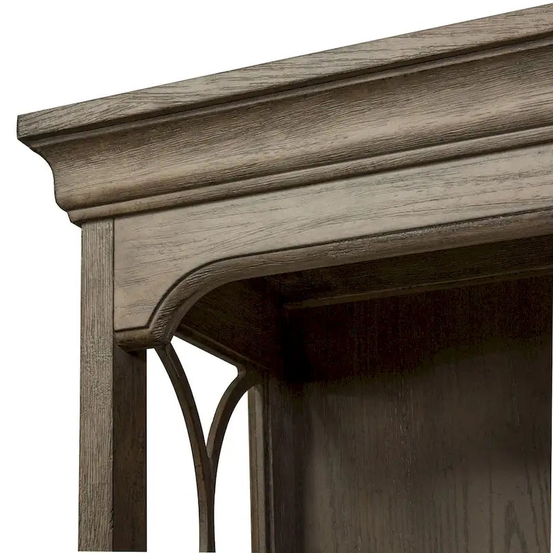 Credenza con Sopralzo Semplicemente Elegante nei Colori Bianco, Marrone e Tortora Melange