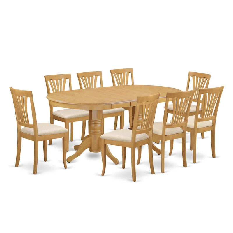 East West Furniture Set da 9 Pezzi con Tavolo Moderno, Include un Tavolo Ovale in Legno e 8 Sedie da Cucina, Quercia (Opzioni Seduta)
