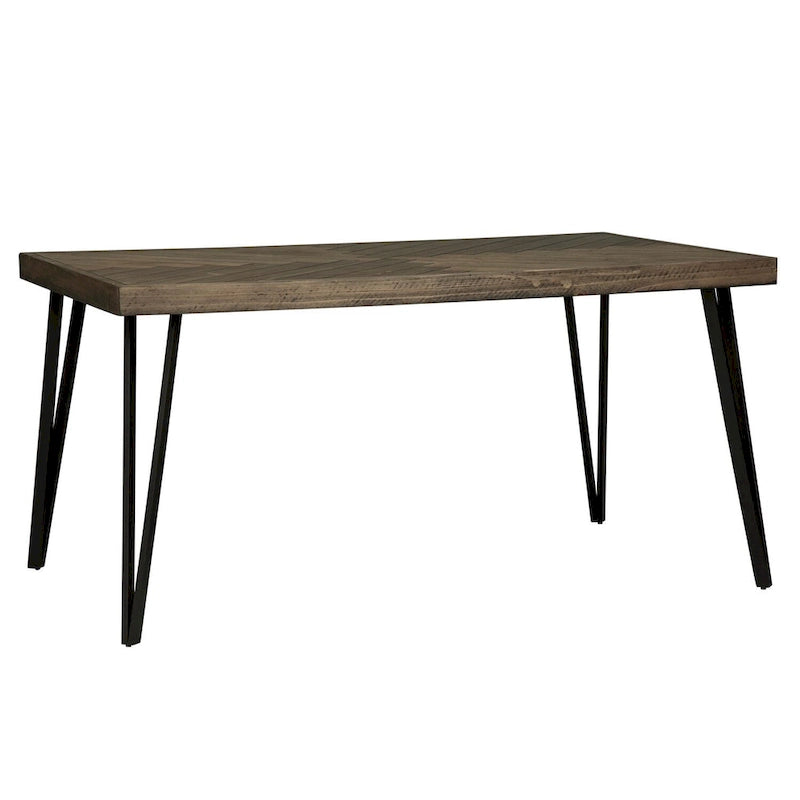 Tavolo con gambe rettangolari Rustic Caramel con venature a sega - Grigio