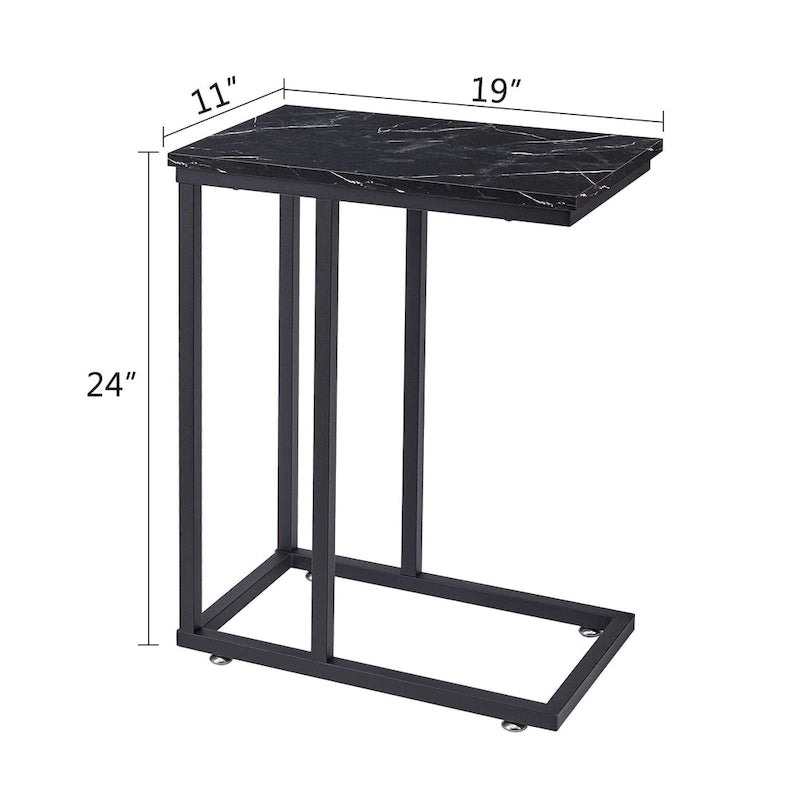 Tavolino a C Set da 2 – Piccolo Tavolino Laterale con Struttura in Metallo
