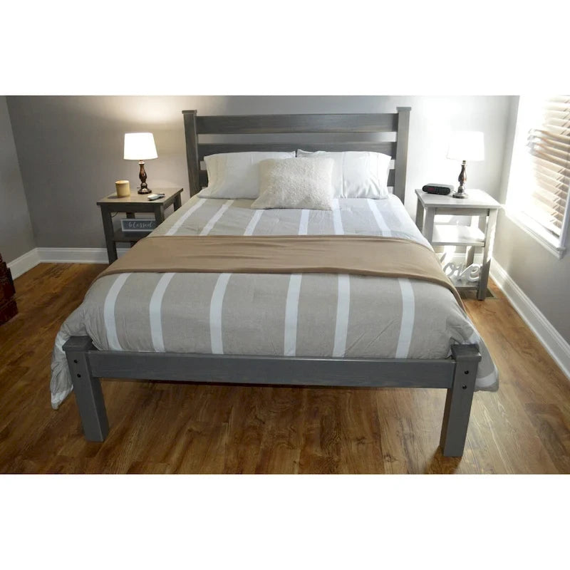 Letto a piattaforma matrimoniale in pino massello