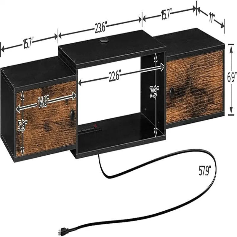 Mensola console multimediale moderna a parete - 11P x 55L x 7,9A