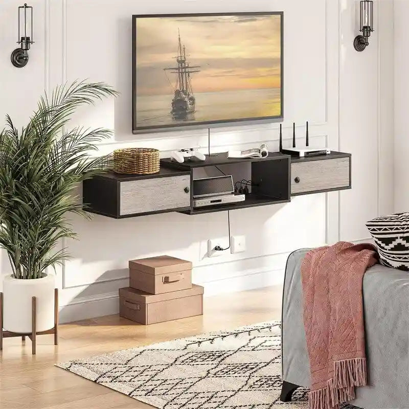 Mensola console multimediale moderna a parete - 11P x 55L x 7,9A