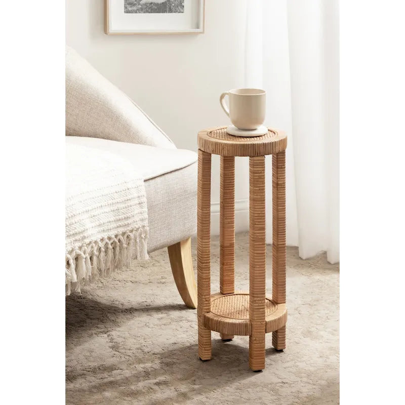 Tavolino portabevande in rattan - 22,86x22,86x55,88 cm