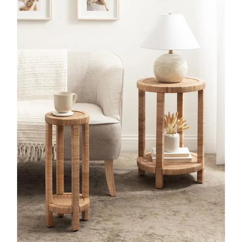 Tavolino portabevande in rattan - 22,86x22,86x55,88 cm