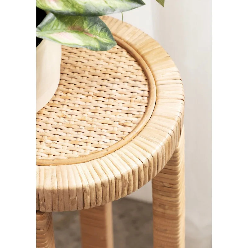 Tavolino portabevande in rattan - 22,86x22,86x55,88 cm