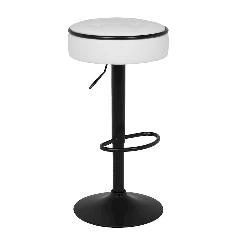 Set di 2 sgabelli da bar rotondi con contenitore, sgabelli da bar regolabili in altezza in similpelle, sgabello girevole a 360° ad altezza bancone