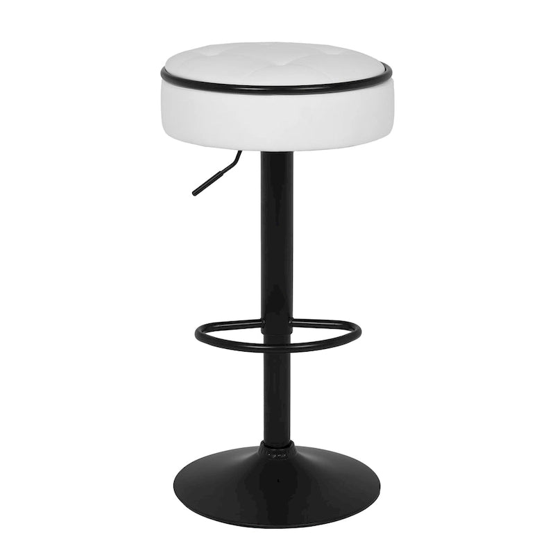 Set di 2 sgabelli da bar rotondi con contenitore, sgabelli da bar regolabili in altezza in similpelle, sgabello girevole a 360° ad altezza bancone