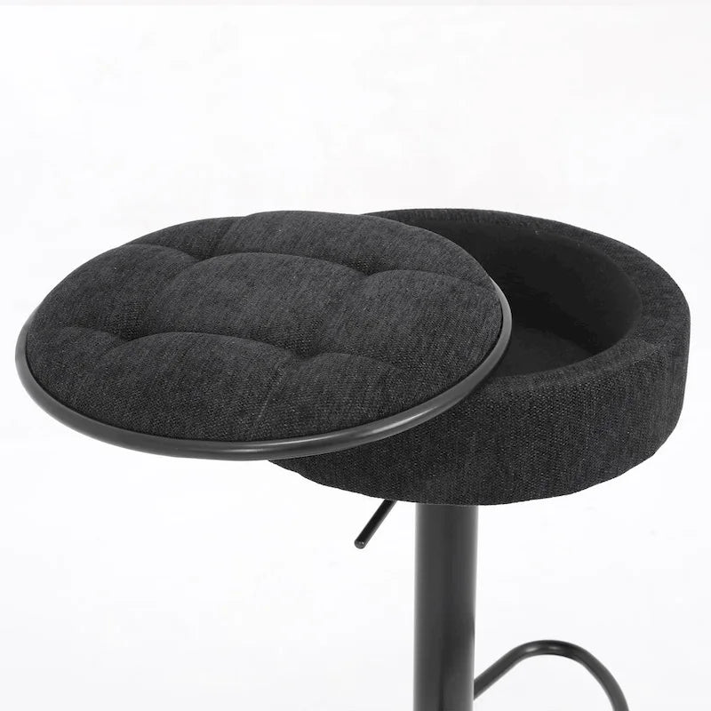 Set di 2 sgabelli da bar rotondi con contenitore, sgabelli da bar regolabili in altezza in similpelle, sgabello girevole a 360° ad altezza bancone